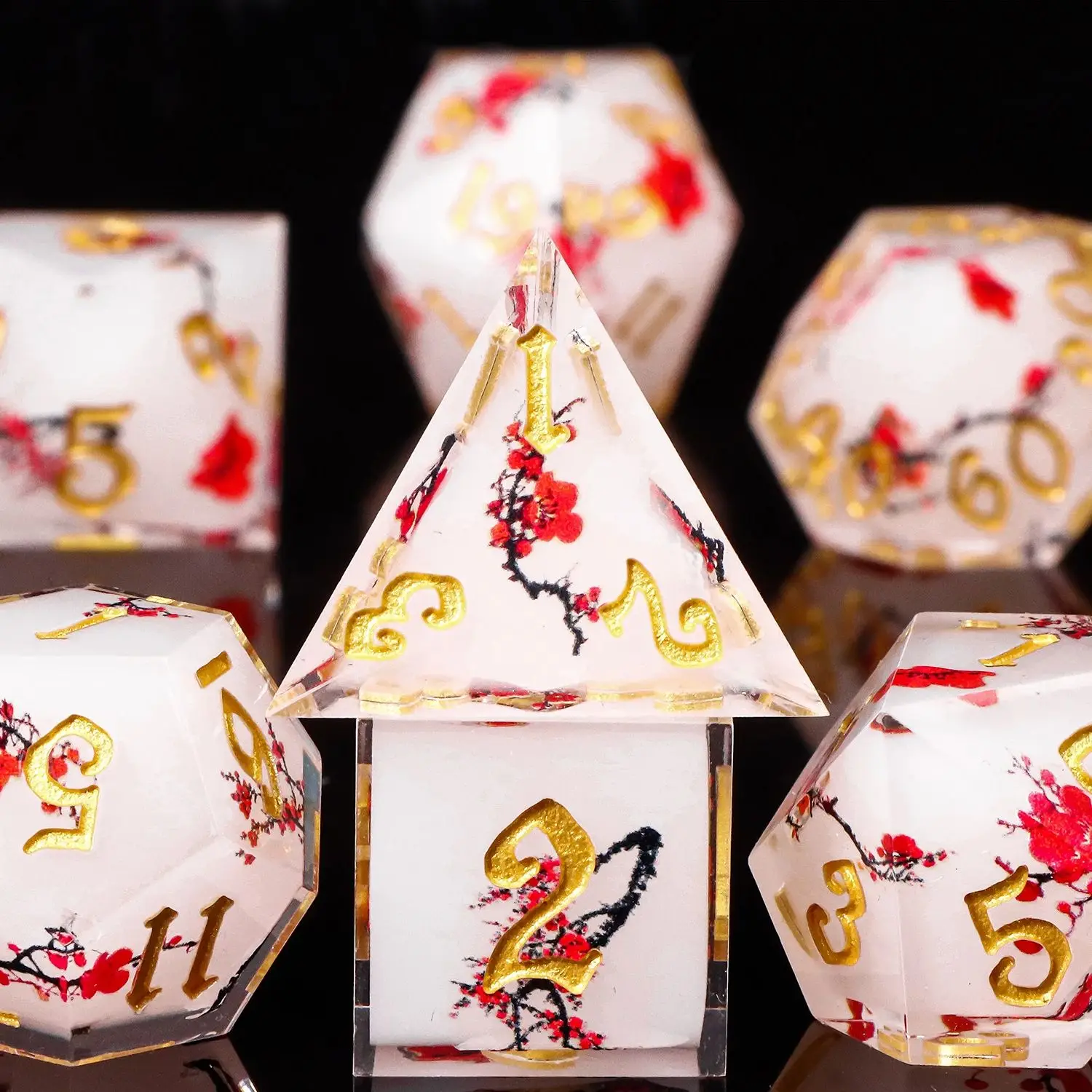 اليدوية DND زهر البرقوق الصلبة الراتنج مجموعة نرد متعدد الجوانب نرد متعدد السطوح ل D & D RPG لعبة الطاولة النرد للزنزانة والتنين