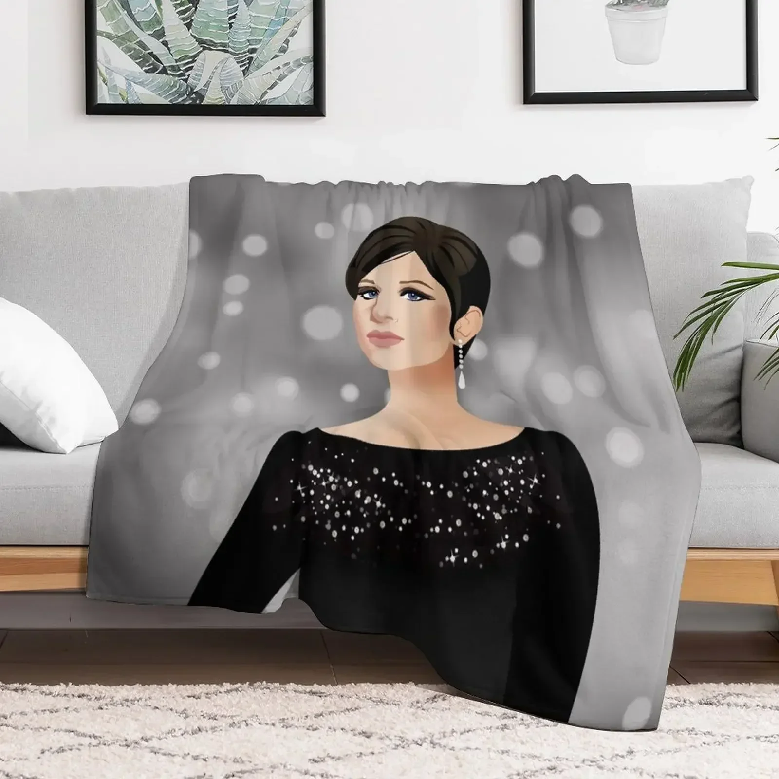 

Barbra Streisand: Iconic Oscars Outfit Tribute Throw Blanket Softest Flannel Fabric for sofa Soft Plaid Blankets