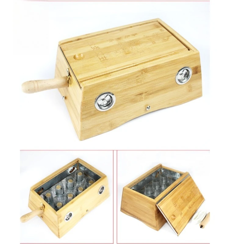 

Бамбуковая коробка Moxa 2/3/4/6/8/10, пружинные держатели, сетчатый инструмент для прижигания, дуговое дно для рук, ноги, живота, спины с вентиляционным отверстием и ручкой