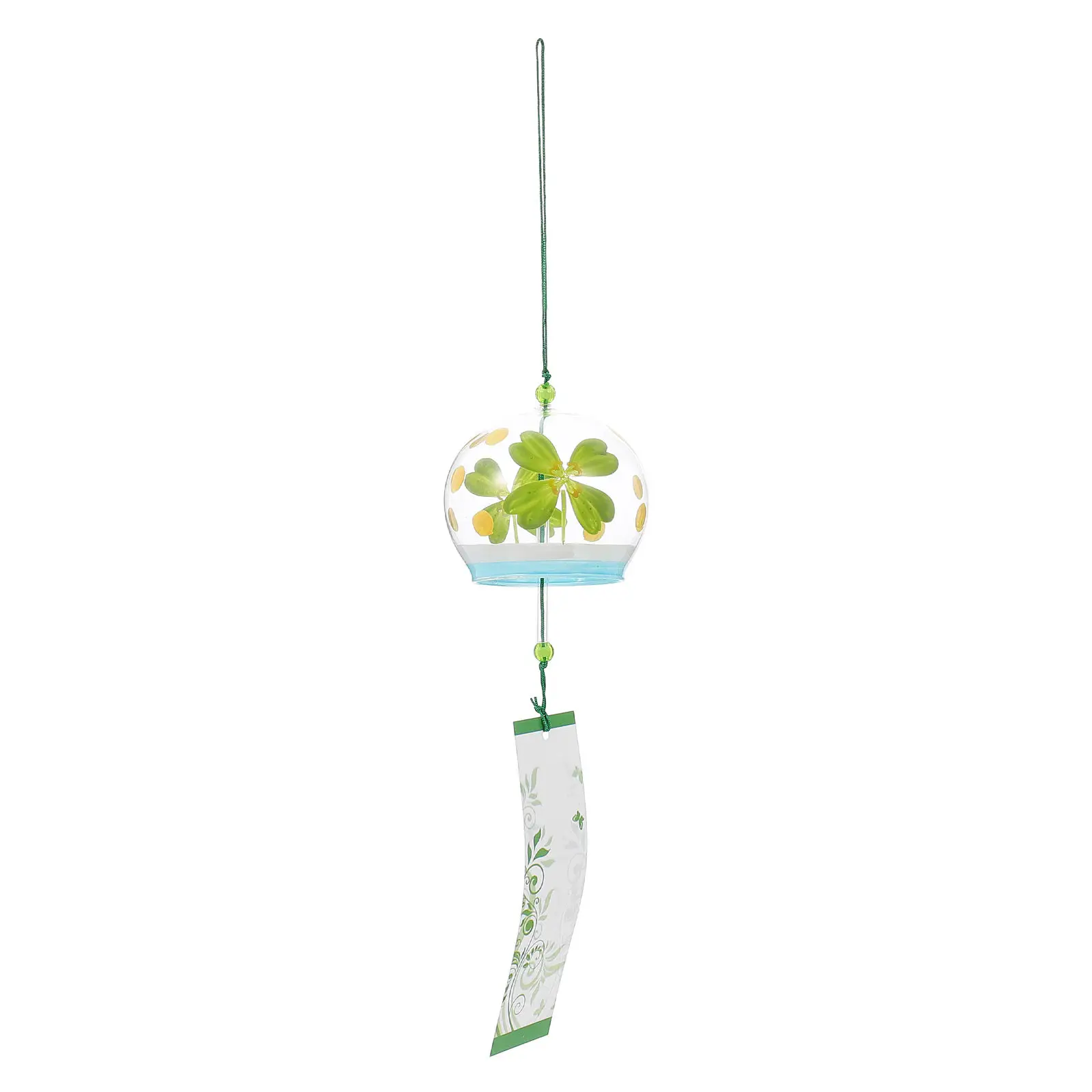 Lucky Clover Wind Chime Japanese Glass Wind Bell Handcrafted Delicate Design Sweet Clear Tone Anxiety Relief Gift Home Garden