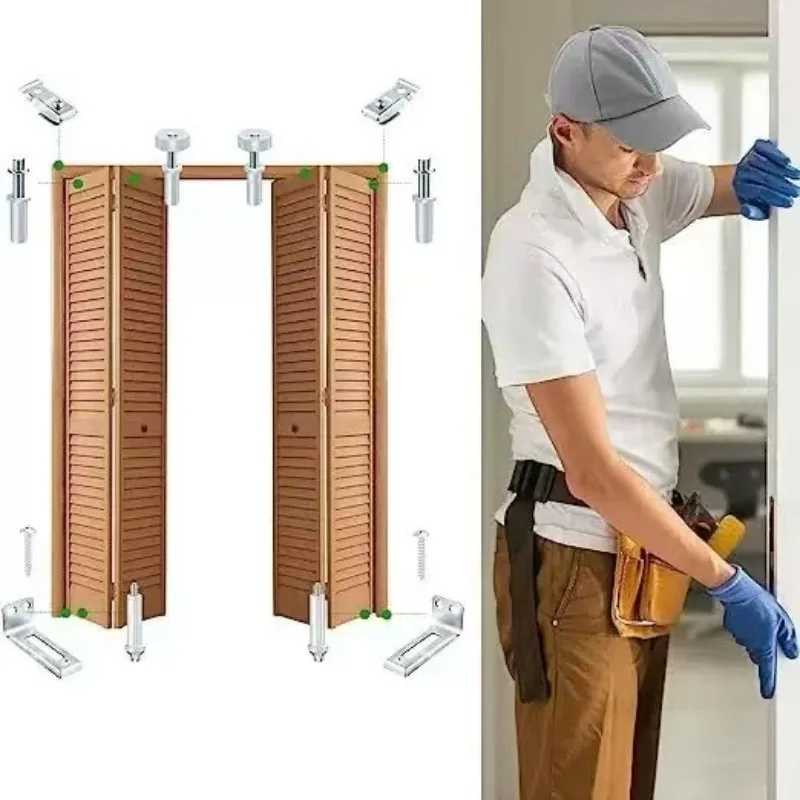Folding door accessories Multiple door connectors Metal top pulleys Pivot hardware set Hardware