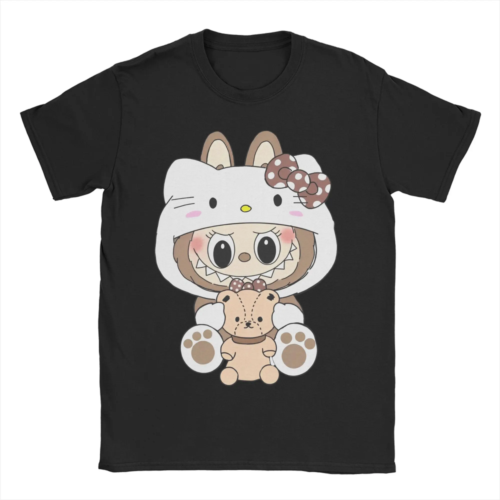 

Men Women Printed Labubu Hello Kitty Kawaill Tee T Shirt Pure Cotton T-shirts Clothing