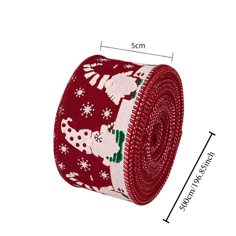 Neatly Finished Satin Ribbon Printed with Santa Claus Patterns Hanging Ornaments Decorating Christmas Trees and Packing Gift Box