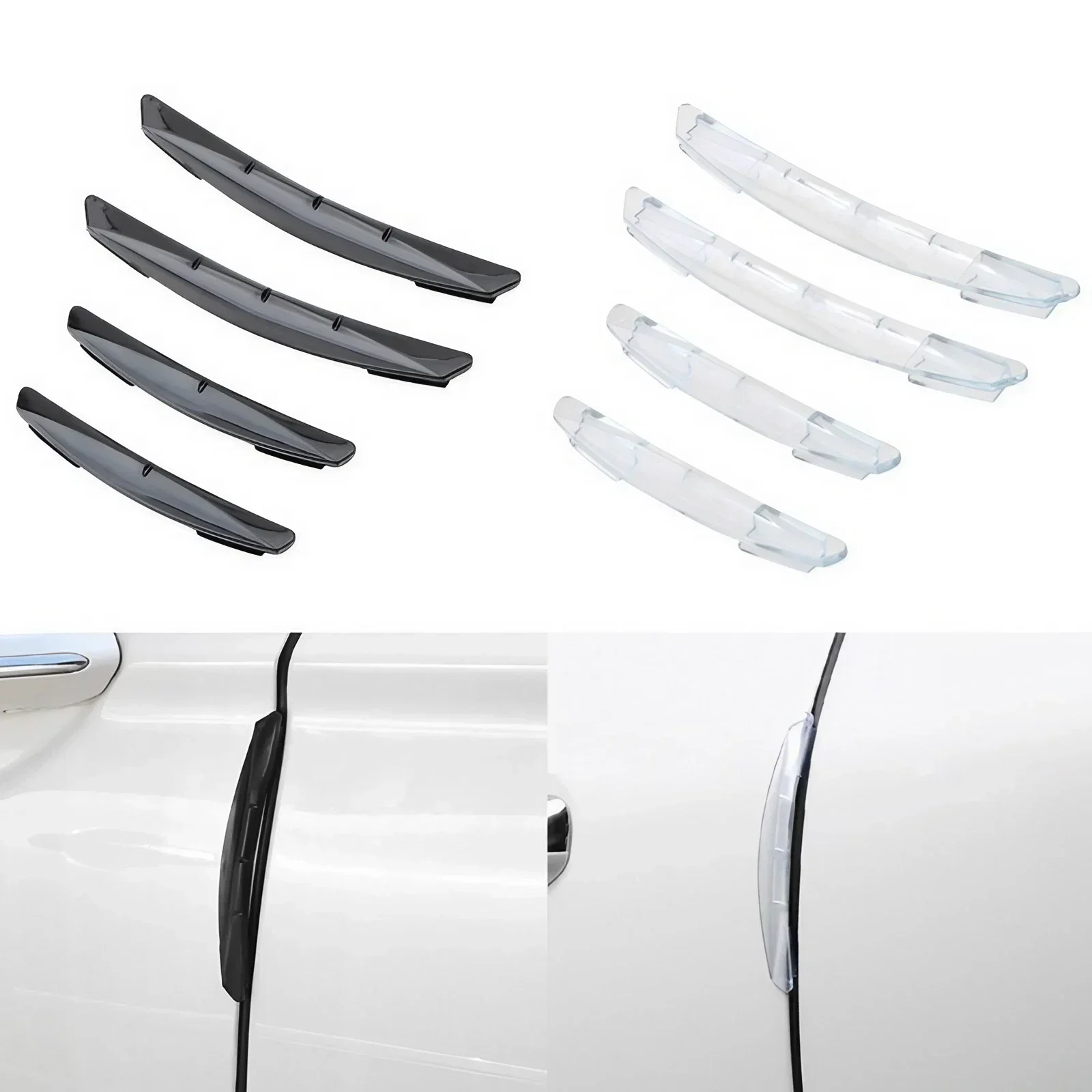 

4 шт., защита края двери автомобиля, накладка, защитная полоса, защита от царапин, клейкая наклейка против столкновений для экстерьера автомобиля