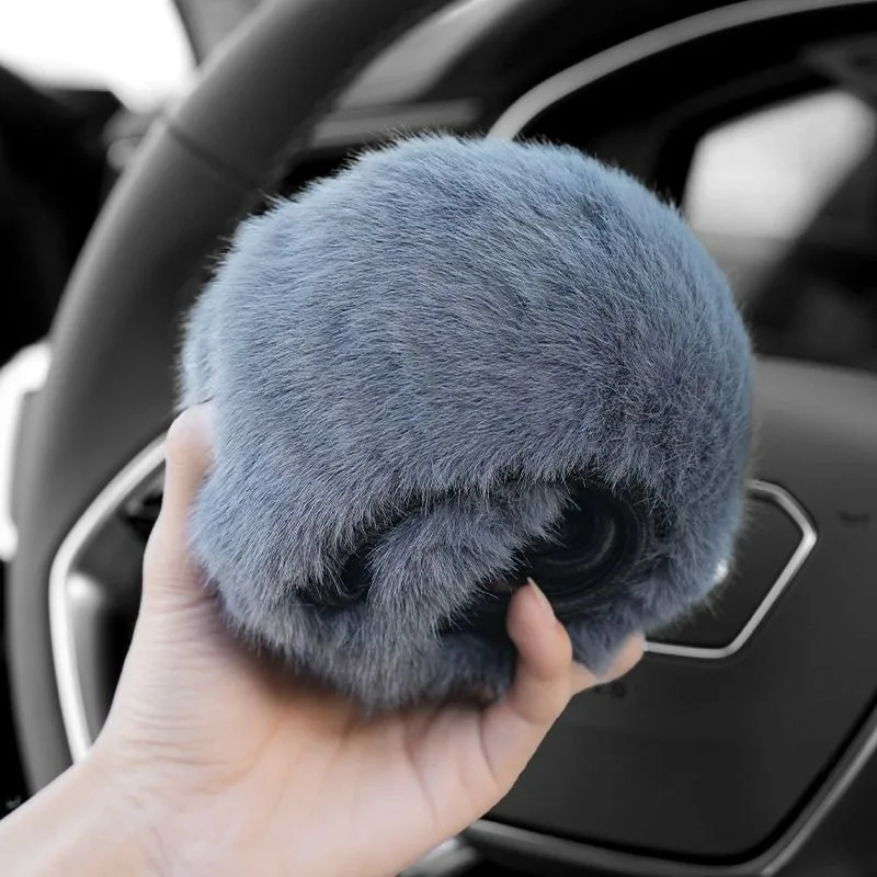 Winter Car Steering Wheel Cover Soft Short Pile Faux Mink Fluffy Cover Anti-Slip Warm Cover Cold Weather Driving Comfort