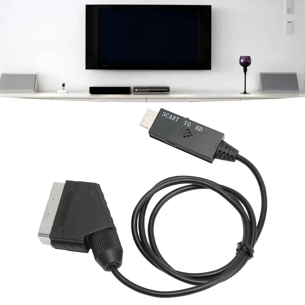 HD 1080P SCART to HD Multimedia Adapter Plug and Play SCART to HD Multimedia Interface Converter Video Connection Cable HD Video