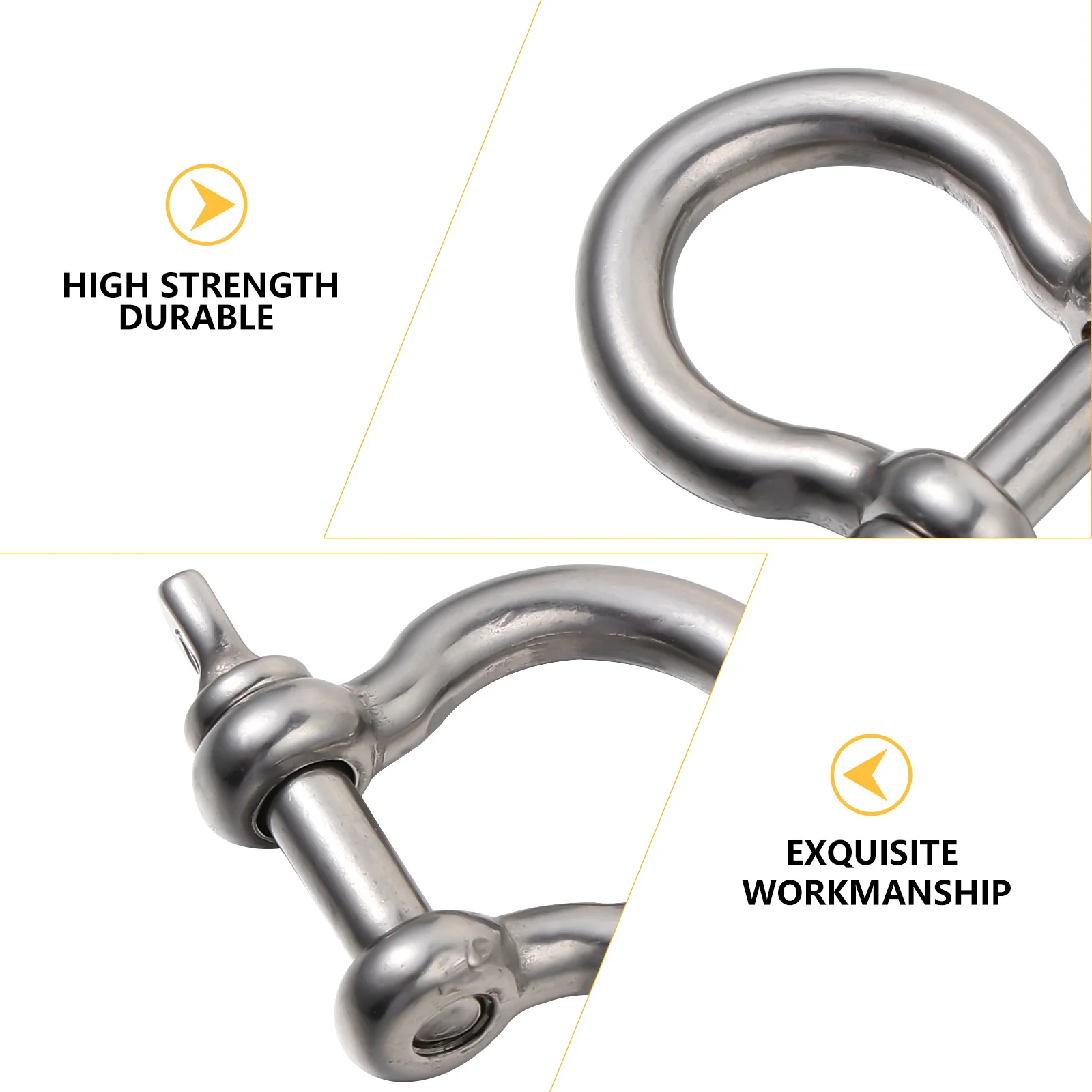 

4Pcs Sturdy Metal Shackle Lock Horseshoe Shaped Lifting Shackles for Winching Towing Hauling D-Shaped Shackles