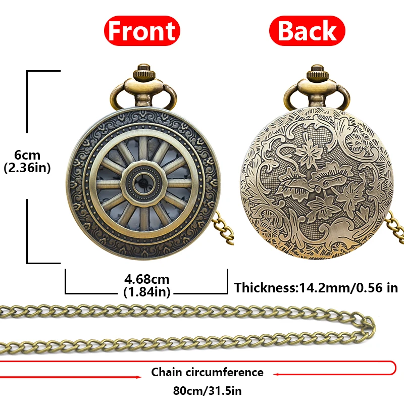Винтажные бронзовые классические кварцевые карманные часы с вырезами на колесиках, ожерелье-раскладушка, подарок для мужчин и женщин, студентов