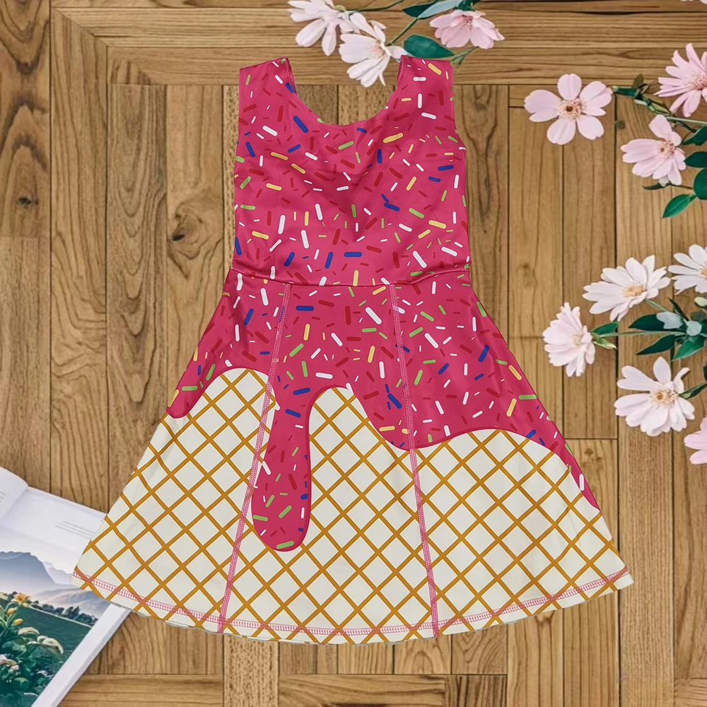 

9.10 Летние платья для маленьких девочек Темно-розовые капельные посыпающие платья для команды йоги Активные платья длиной до колена