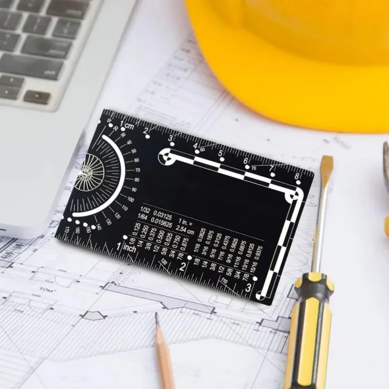 The Pocket Engineer Multifunctional Pocket Metal Alloy Engineering Ruler Precision Engineering Drawing Protractor