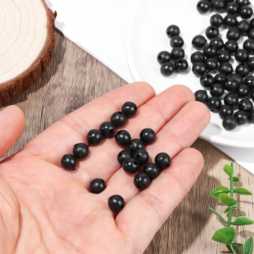 100Pcs/Lot 3mm-12mm Plastic Fishing Floats Beads Round Black Soft and Hard Bean High Quality Stoppers Fishing Tools Accessories