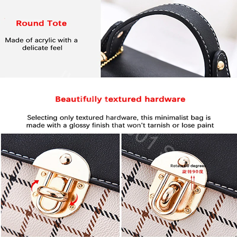 Plaid Pattern Handbag Women\'s Buckle Decor Flap Purse Fashion PU Leather Crossbody high quality bag Bag