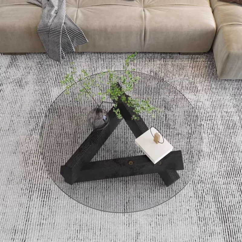 Glass Round Tea Table Simple Modern Living Room Household Small House Coffee Table Modern Center Corner Designer Furniture image 3