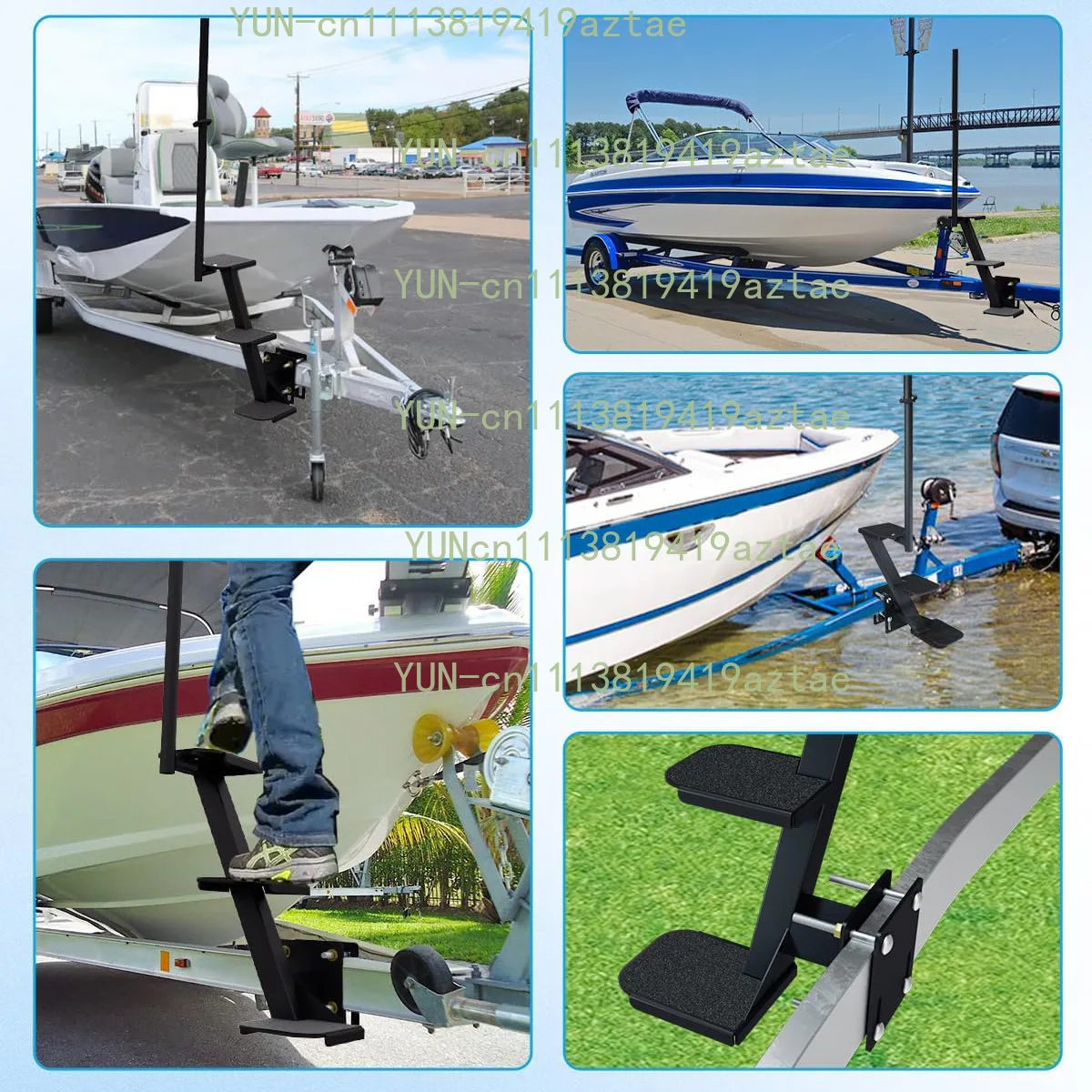 Heavy-Duty Marine Trailer with Safety Handle, Non-Slip Surface, Universal Third-Step Trailer Tongue Pedal