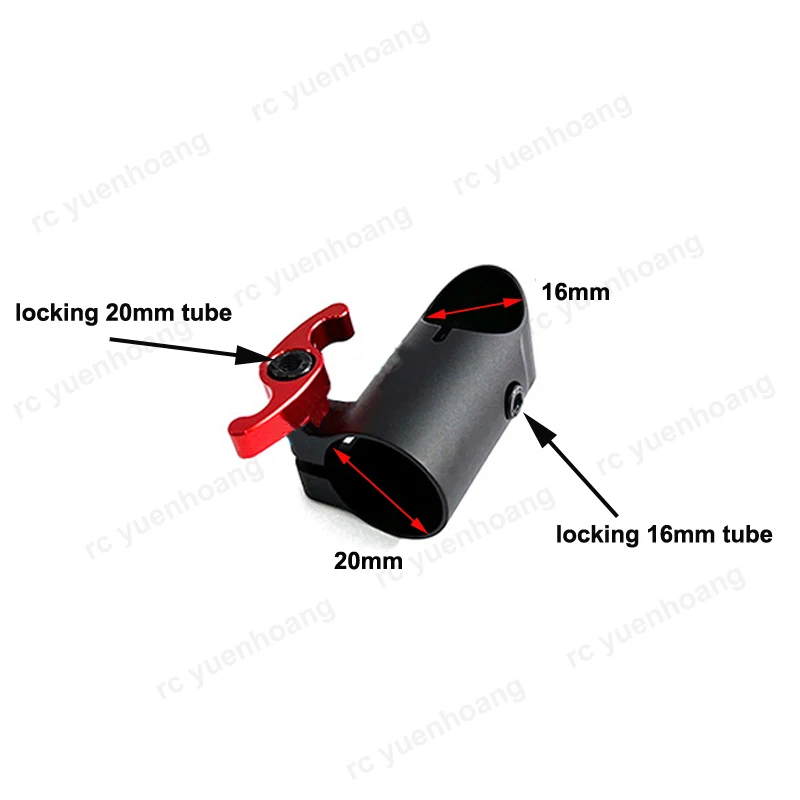 1PCS Quick Release Scaffold Tripod 20 to 16mm Metal Three-way Tee Joint Connector Carbon Tube Fixed Seat Adapter for RC UAV
