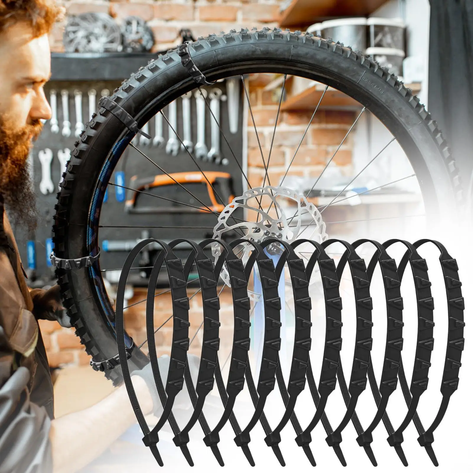 Snow Tire Chain for Motorcycle 10X Non-Slip Tire Cable Belts Motorcycle Tire Chains Reusable Winter Tire Straps Security Chain