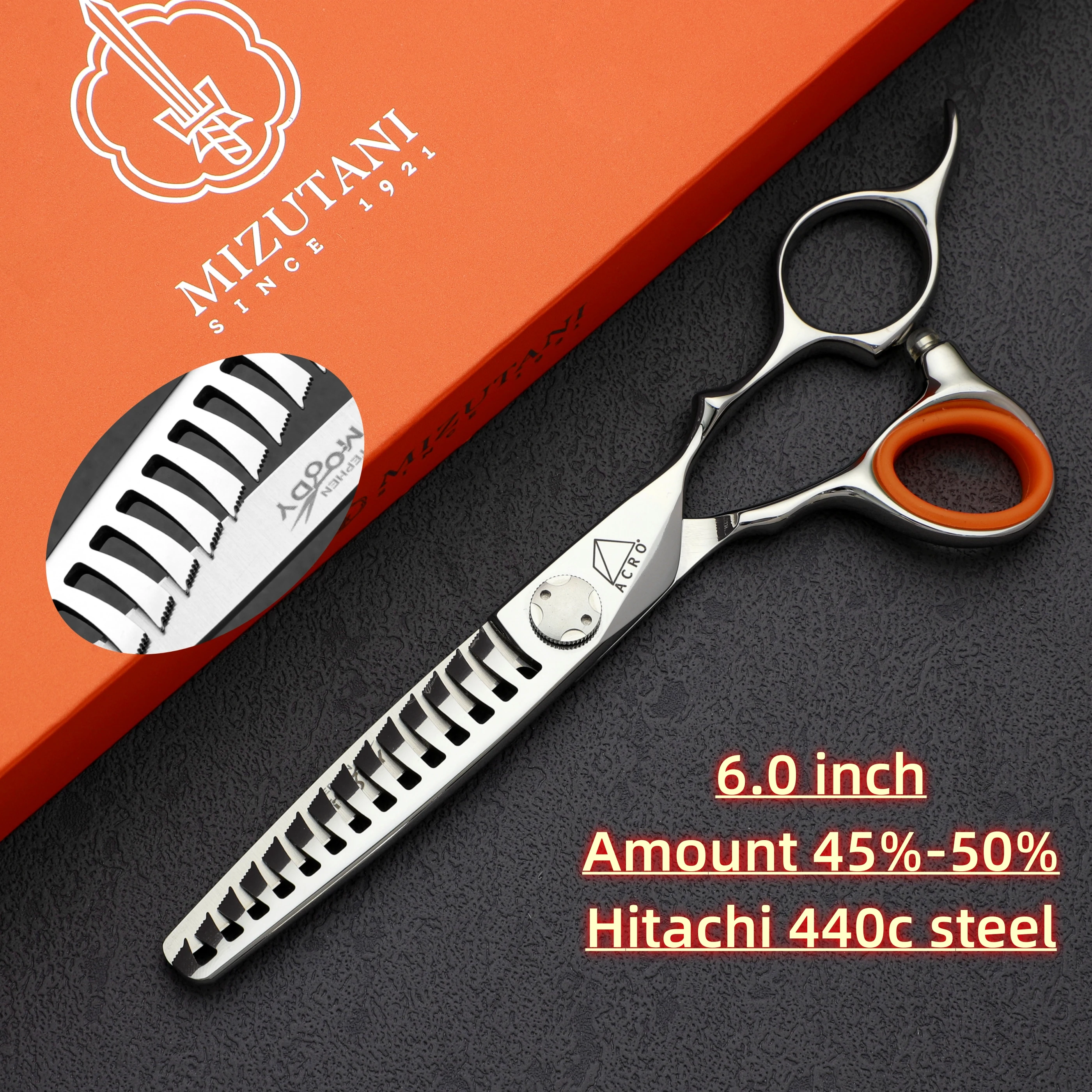 MIZUTANI Professional hairdressing sissors thinning shears for man and woman 6.0 inch Hitachi 440c steel Hair cutting machine