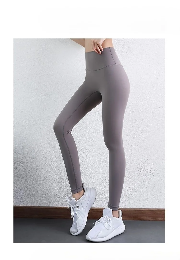 Yoga Pants Grey Oversize Women Basics Slim Bodycon Squat Proof Flexible Fluffy Patch Distressed Butt Spring Unlined Tightens Ins