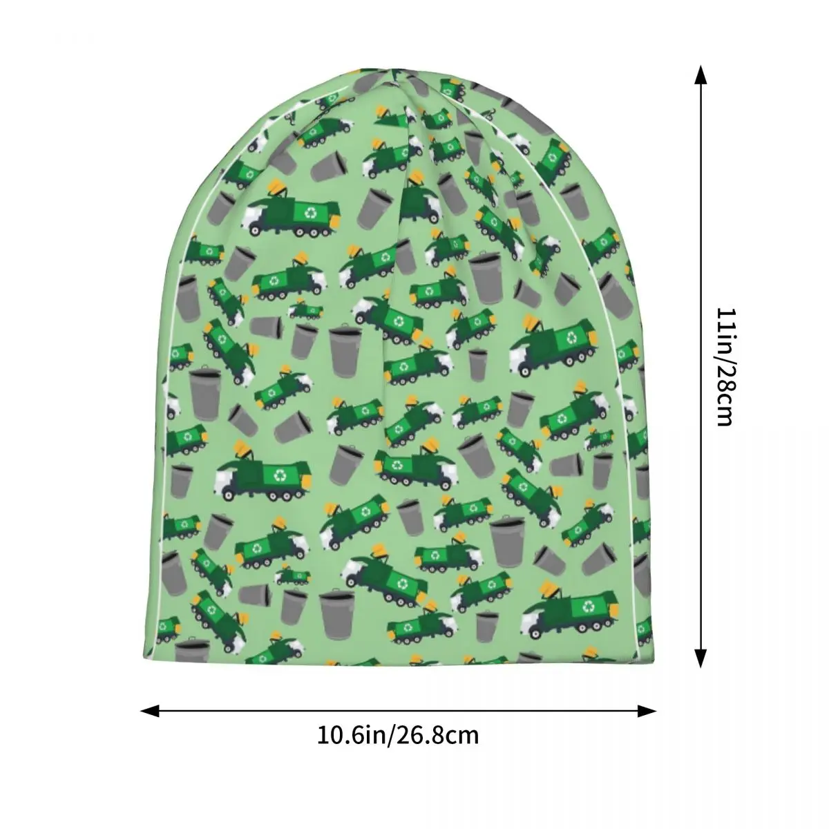 Recycling Garbage Truck Pattern Warm Knitted Cap Hip Hop Bonnet Hat Autumn Winter Outdoor Beanies Hats for Men Women Adult