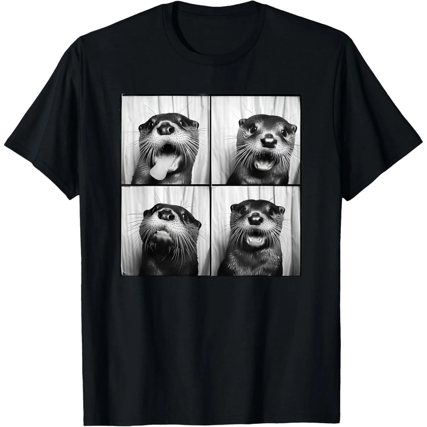 

Funny Otter Photobooth Graphic Tee Men Casual Short Sleeve O Neck Breathable Cotton T-Shirt