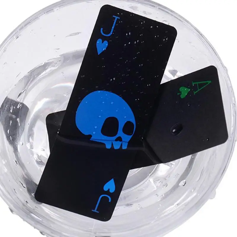 Professional Poker Cards waterproof fluorescent playing cards glow in the dark poker chips Black Skull Design Playset for adults