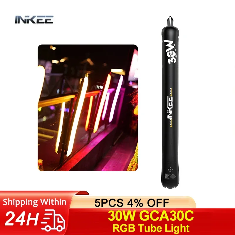 

INKEE 30 Вт GCA30C Портативный ручной светодиодный светильник, трубка RGB 2500–10000 К, полноцветный воздушный надувной заполняющий светильник для видео