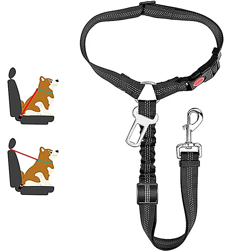 Walking dog leash Two-in-one Dog Harness Leash Pet Car Seat Belt with Clip Backseat Safety Belt Kitten Collar Pet Accessories