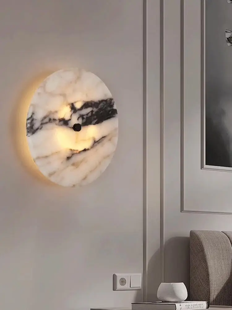 

Living Room Background Wall Bedroom Led Wall Lamp Nordic High-class Natural Marble Decoration Light Hallway Lighting Fixtures
