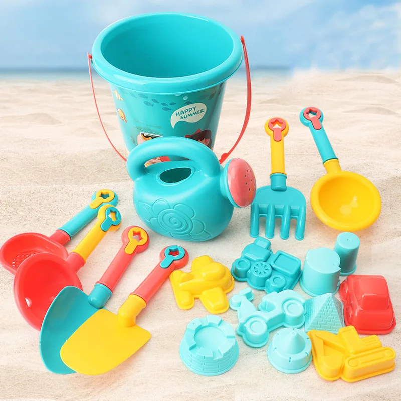 ألعاب الشاطئ الصيف في الهواء الطلق اللعب الرمال المياه البلاستيكية دلو سقي زجاجة معاول عطلة مجموعة ألعاب للأطفال هدية