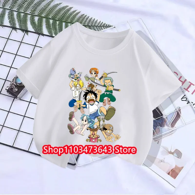 

New Summer Short Sleeve Anime One Pieces Printed T-shirt Children Summer Cool Streetwear Cool Boy Girl Kids Tops