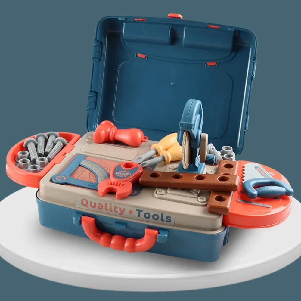 Nuevos regalos, caja de herramientas 3 en 1 para niños, herramientas de reparación de simulación de ingeniero, juego de juguetes de imitación con taladro, destornillador, Kit de herramientas, caja de juguetes