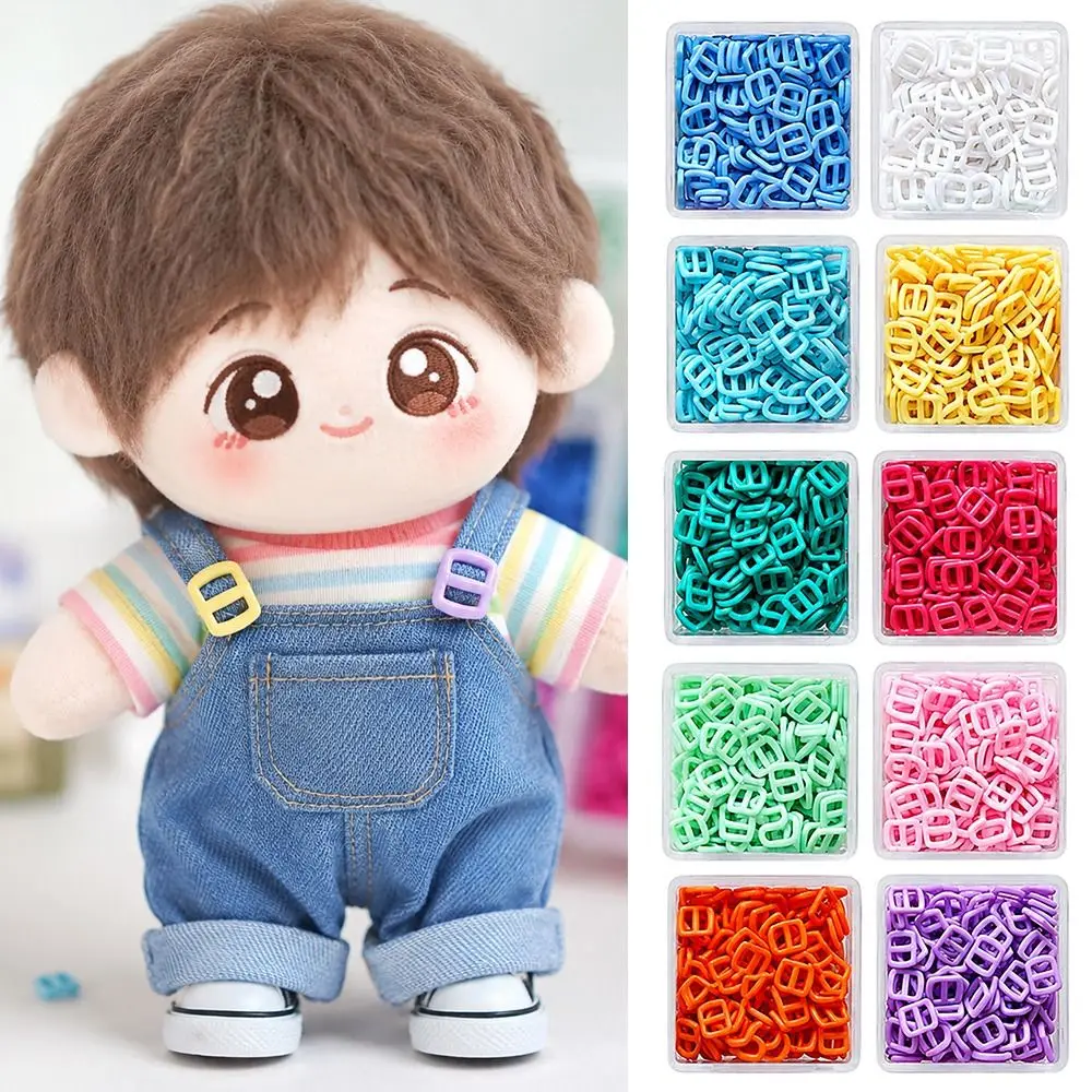 100pcs 3mm Inner Diameter Mini Belt Buckles Japanese Character Design Square Shape Plastic Buttons Ultra-small Size