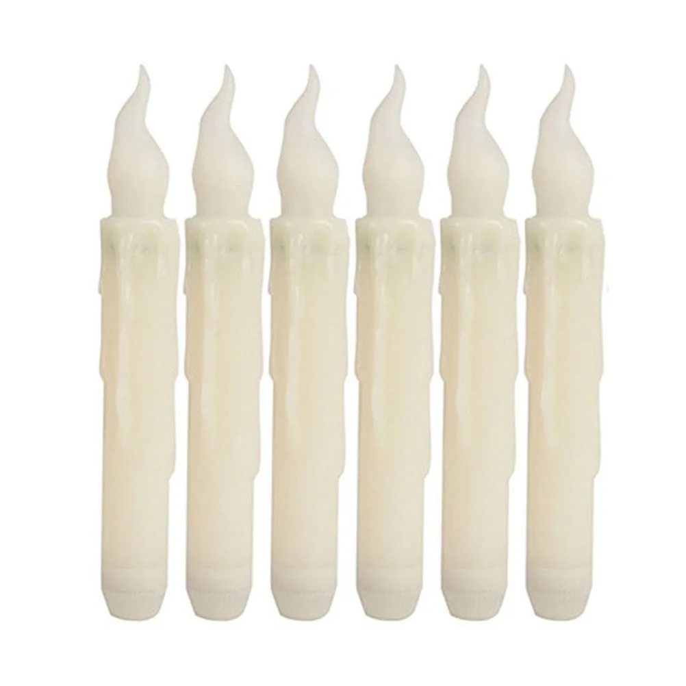 6pcs operado velas LED sem chama finas cintilação gotejamento luzes decorativas luz branca quente