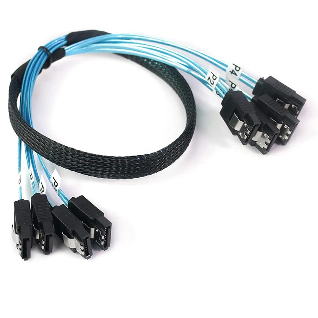 180 Degree 4/6 SATA to 4/6  sata 4.0 7p Female with Braided Mesh for Server Computer Host SSD SATA Hard Disk Adapter Cable
