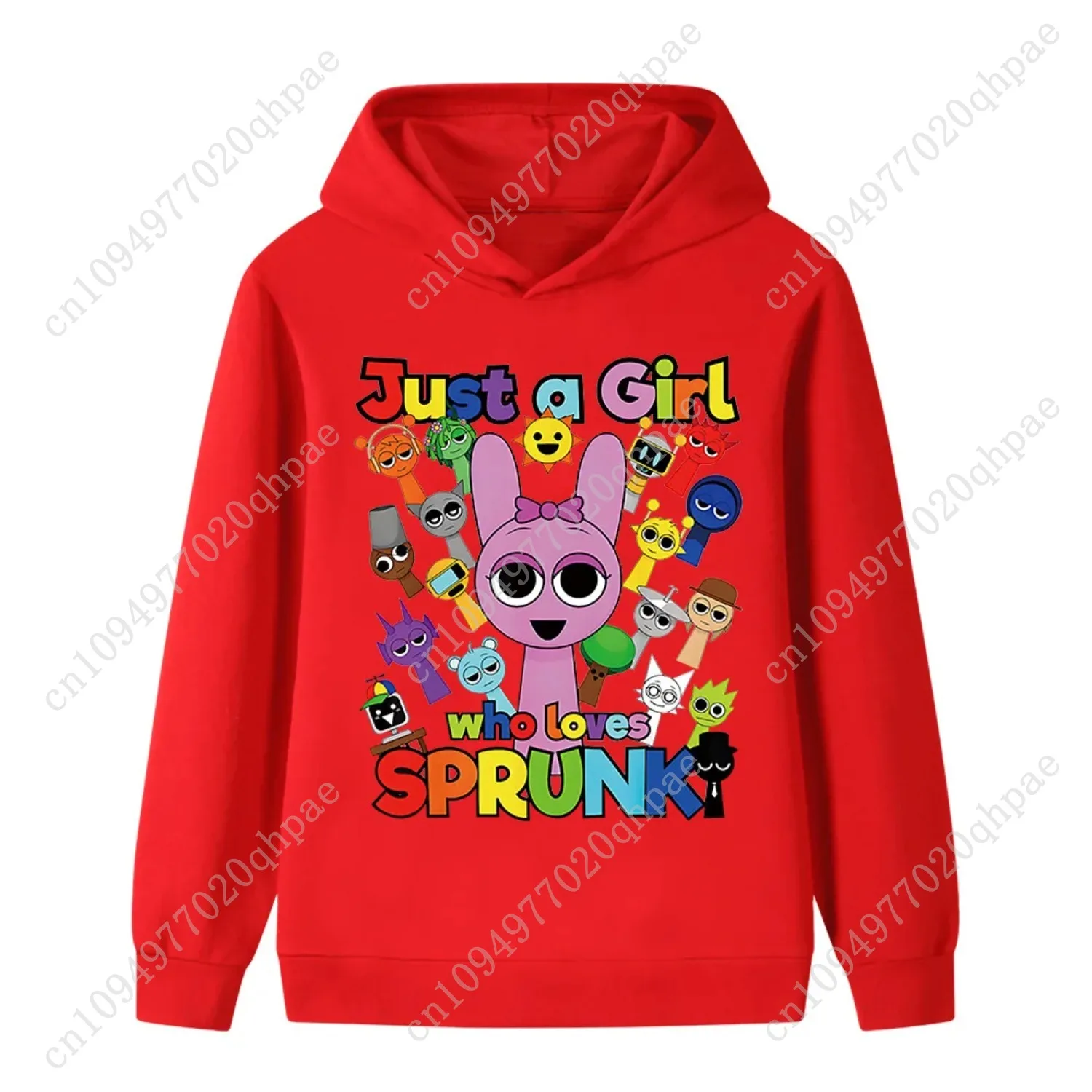 Cartoon fun Sprunki print children's hoodie boys and girls autumn and winter casual comfortable soft pullover hooded sweatshirt