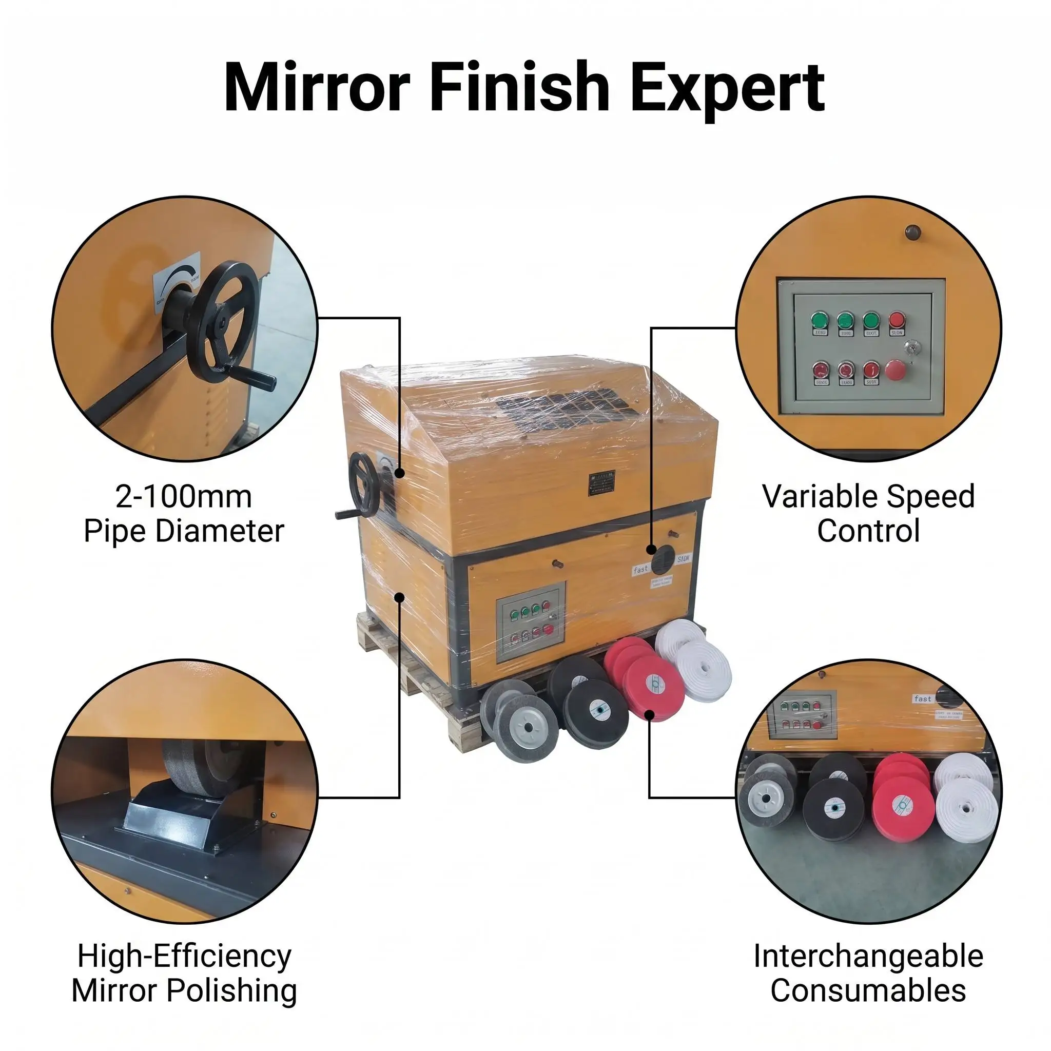 Automatic Polishing Machine Stainless Steel Straight Pipes Vertical Machine for Rust Removal Brushing Deburring Scale Removal