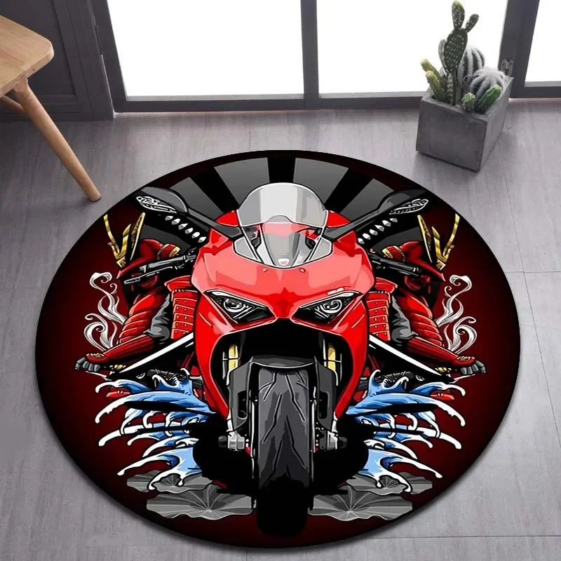 3Dmotorcycle skull pattern carpet round floor mat living room carpet bathroom kitchen carpet door mat non-slip floor mat bedroom