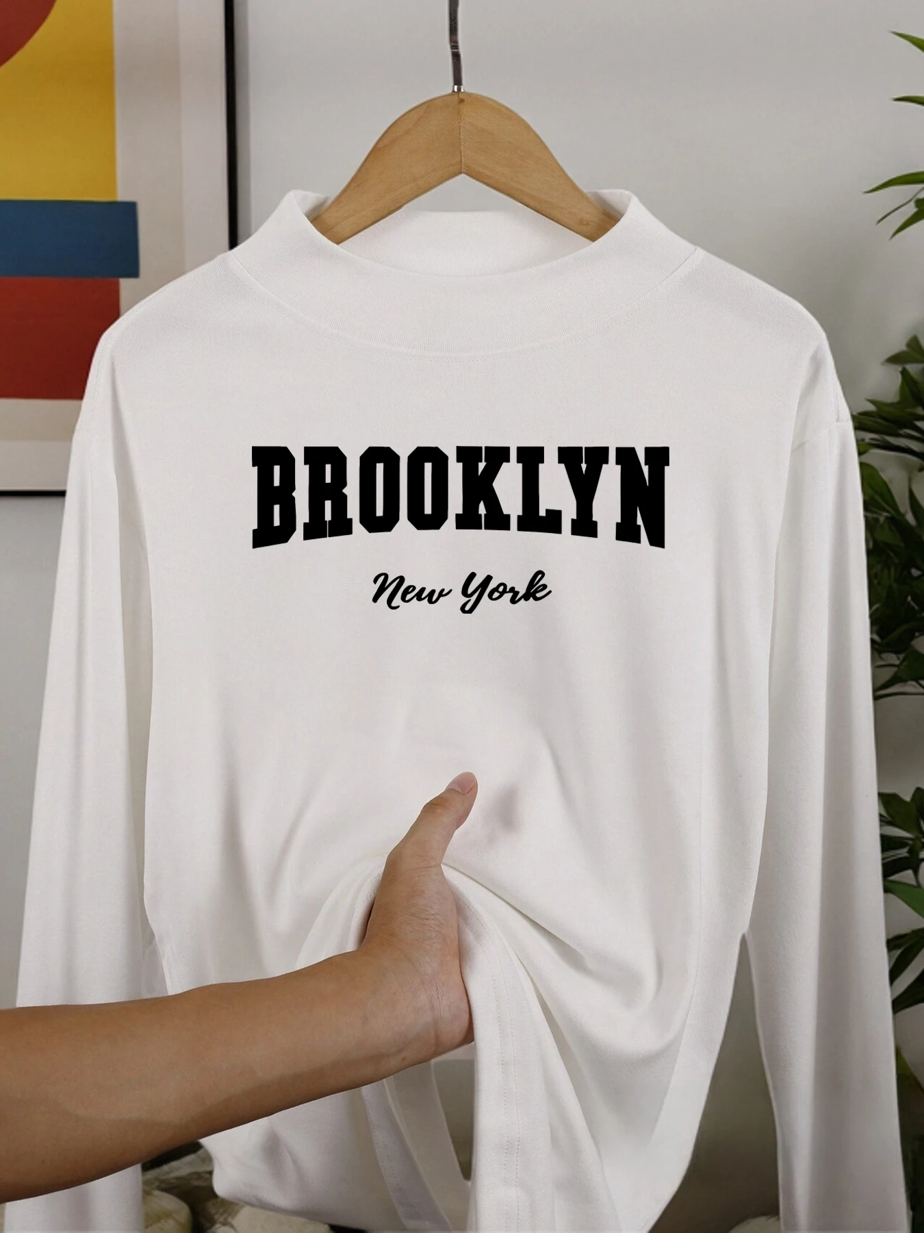 เสื้อเชิ้ตแขนยาว Brooklun New York รุ่น Letter ทรงเข้ารูป เนื้อผ้าหนา เหมาะสำหรับฤดูใบไม้ร่วงและฤดูหนาว เนื้อผ้านุ่ม คอปกกลาง ผ้ากำมะหยี่