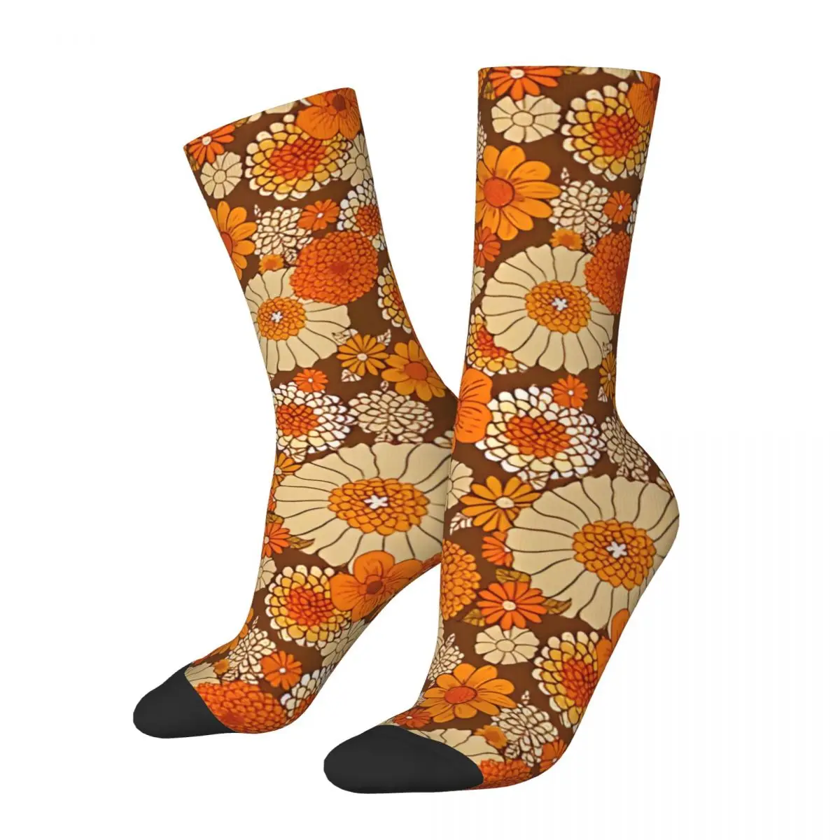 70S Retro Daisies Flower Power Socks Sports 3D Print Boy Mid-calf Sock