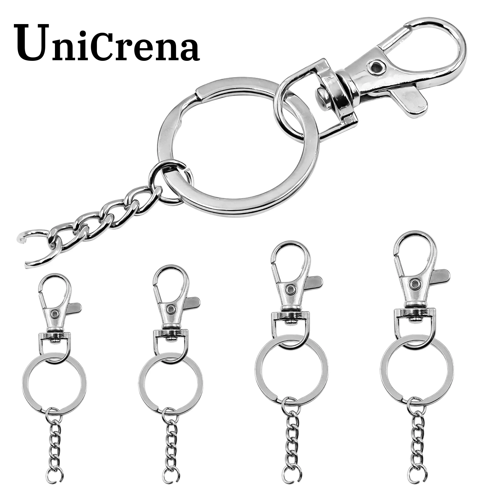 UniCrena Swivel Snap Hook Key Ring with Chain Jump Rings Keychain Connector Set Lanyard, Dog Tags, Backpack, DIY Crafts Supplies