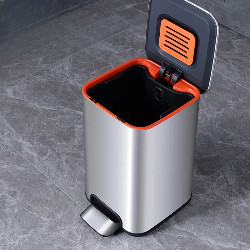 Stainless steel pedal trash can household living room kitchen office bathroom large capacity pedal cylinder