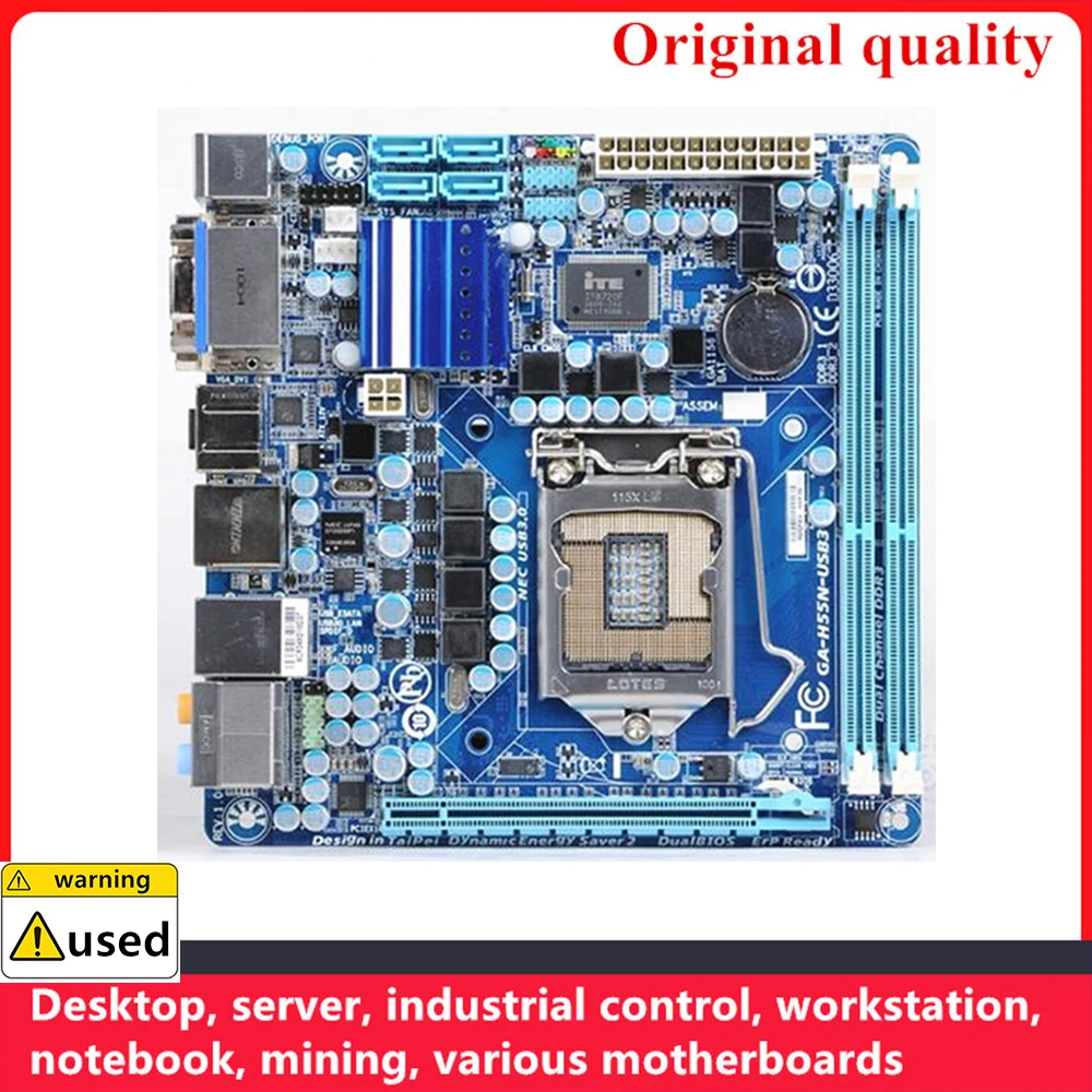 

For GA-H55N-USB3 H55N-USB3 MINI ITX Motherboards LGA 1156 DDR3 8GB For Intel H55 Desktop Mainboard SATA II USB2.0