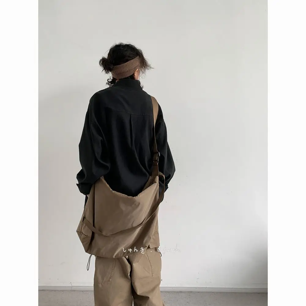 レトロベーシックワークシャツ男性と女性のためのシルエットカジュアル多用途シャツ