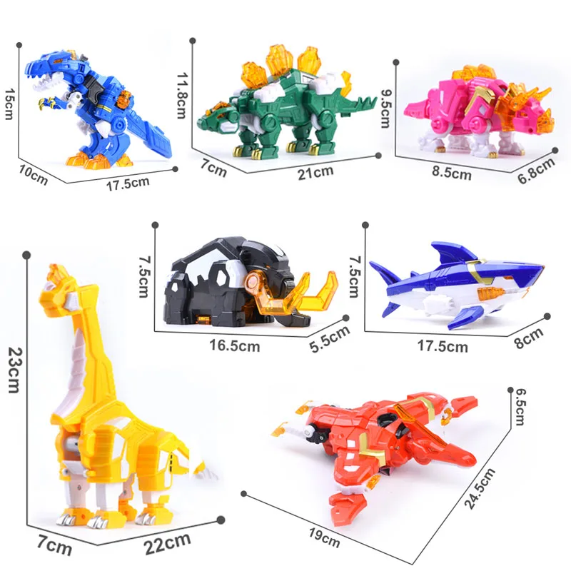 미니포스 슈퍼 타이레이킹 T-Rex 변신 로봇, 공룡 모델, 미니 포스 변신 결합기, 액션 피규어 완구, 7 in 1