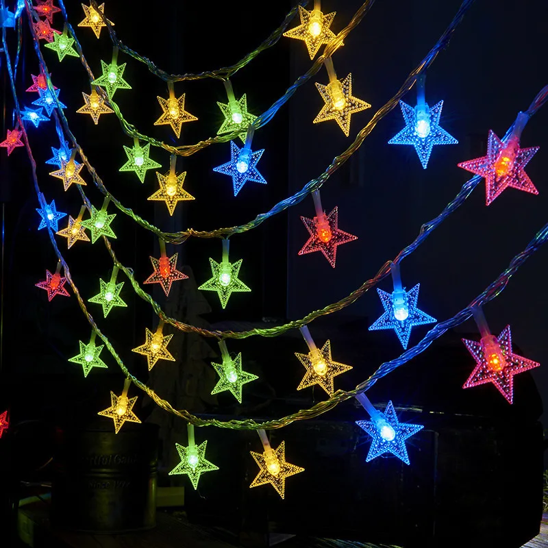 10/20/40/80 LED Star Light String Twinkle Garlands Battery Powered Christmas Lamp Holiday Party Wedding Decorative Fairy Lights