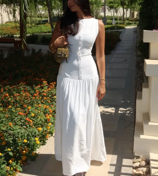 Customized O-neck Ankle Length Sleeveless Back Strap White Kate Middleton Dress Vestidos Para Bodas Mujer Invitada Evening Gown view 2