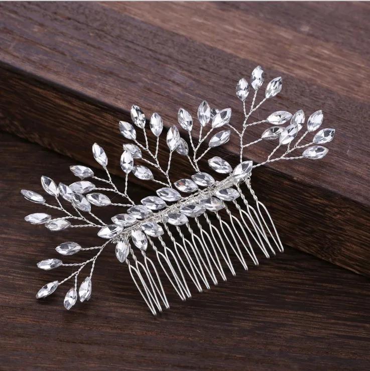 Women Long Hair Comb Jewelry Wedding Hair Accessories Leaf Pearl Bridal Hair Comb Ladies Hair Jewelry Light Gold Comb Headpiece