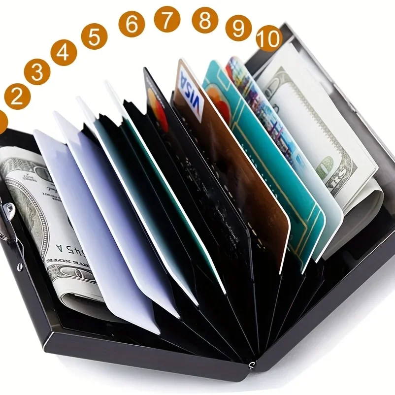 RFID Credit Card Holder, Metal Credit Card Wallet with 6 or 10 Slots Blocking Protector for Men and Women's Safety Purse image 3