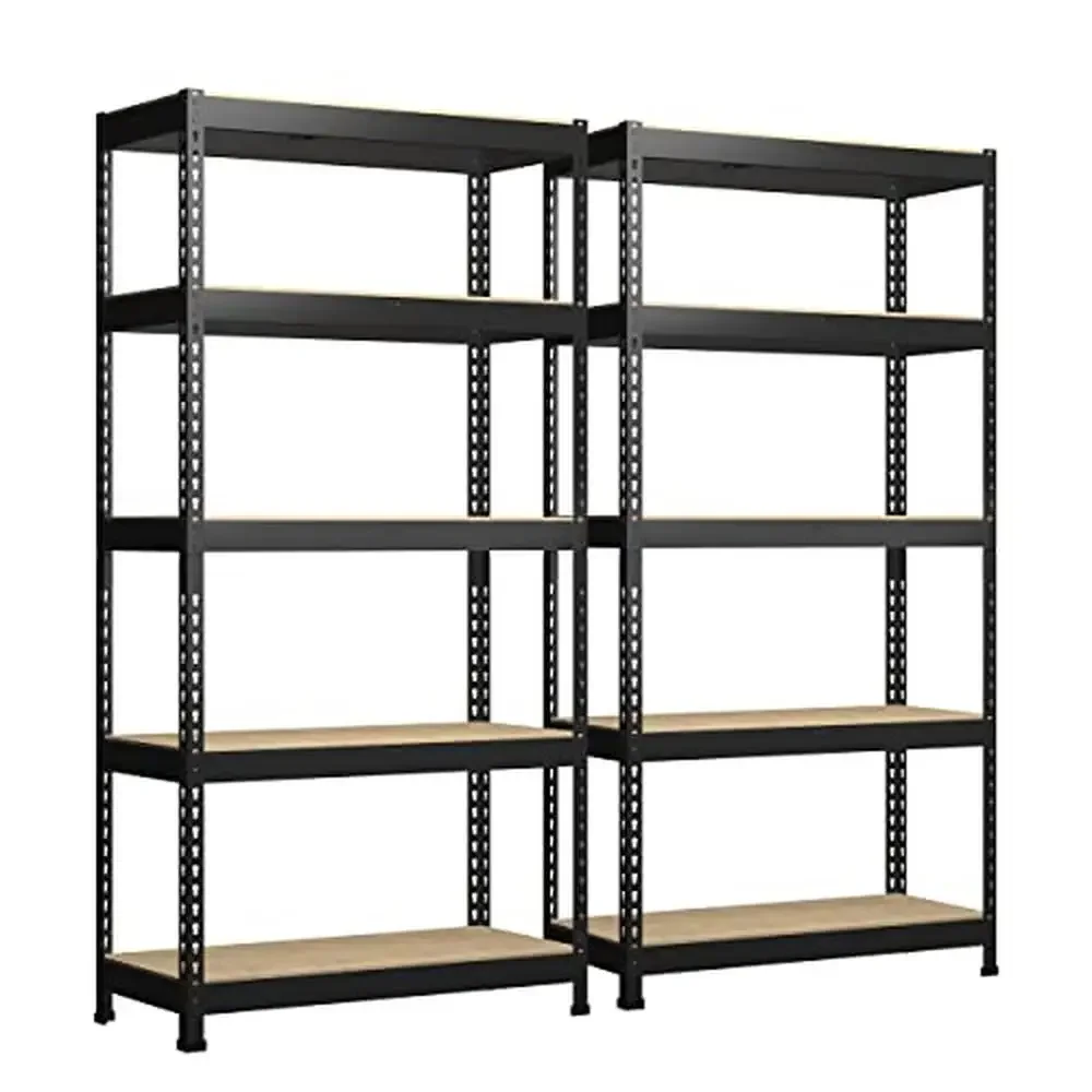 Adjustable Heavy Duty Metal Storage Shelves 2 Packs 5 Tier Utility Rack Garage Warehouse Sturdy Space Saving Storage Solution