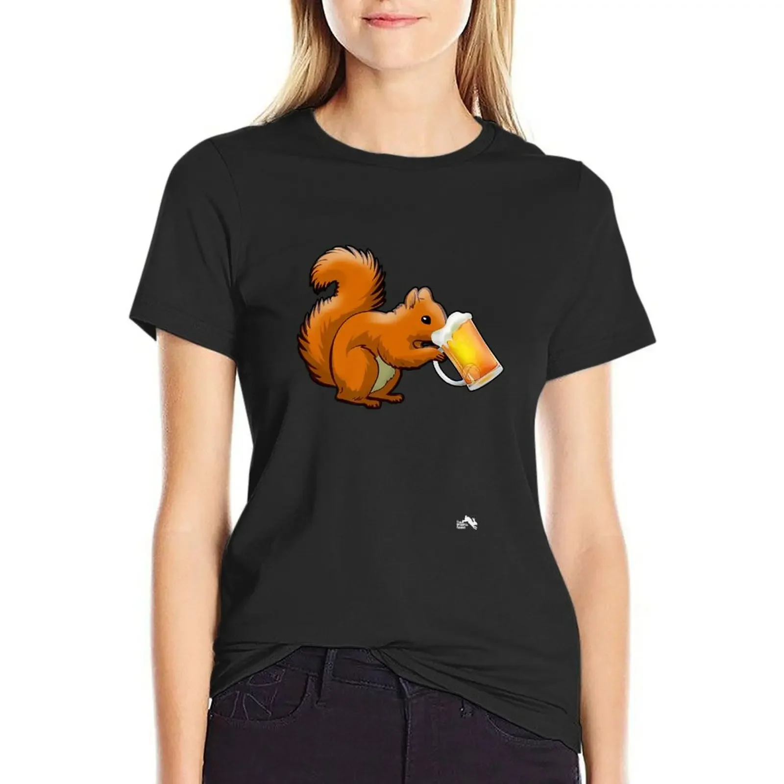 Squirrel Drinking Beer for Animal Lovers - Beer Squirrel Premium T-Shirt Aesthetic clothing cute clothes Women's tops